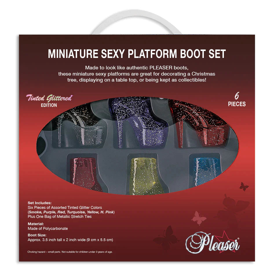 Pleaser Miniature Glitter Boots Ornament Set of 6